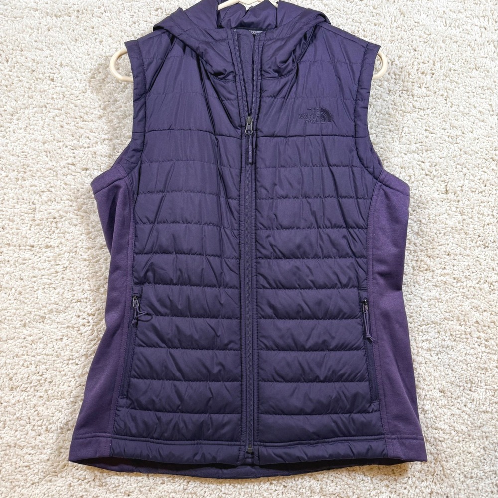 The North Face Purple Hooded Quilted Puffer Vest L Winter Insulated Gorpcore